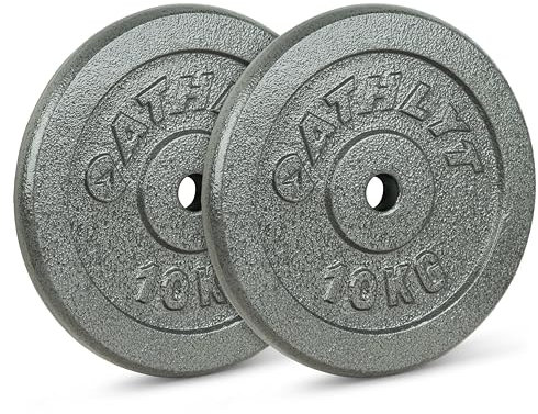 Athlyt 1-Inch Cast-Iron Weight Plates, 2 x 10kg, Black
