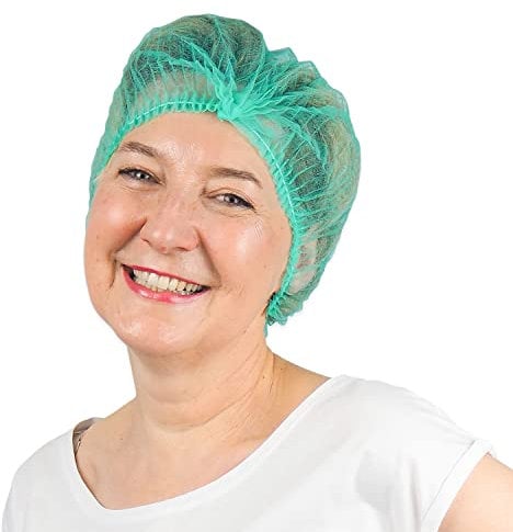 100x ARNOMED® Cuffie Monouso per Capelli 52 CM Verde, Cuffia Monouso per la Testa, Copricapo per Chirurgiche, Doccia & Igiene -Cuffie Usa & Getta Capelli, Retine per Capellii Alimentari