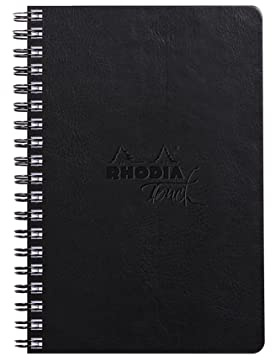 Rhodia 116182C - Rhodia Touch Spiralalbum Mixed Media Book, Doppelspirale, DIN A5 Hochformat, 32 Blatt Paint'ON-Papier extraweiß 250g, ideal für Mischtechniken und Kunst, Schwarz, 1 Stück