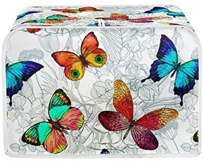 STUOARTE 2 Slice Slot Dustproof Toaster Cover Butterfly Print Bread Toaster Oven Cloth Cover Two Slice Toaster Cover Bakeware Protector