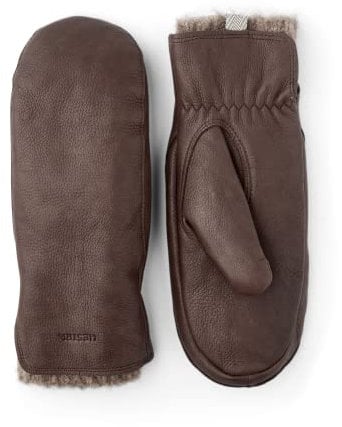 Hestra Damen Tiril Fäustlinge Hirschleder Fäustlinge mit Wollfutter für kaltes Wetter & alltägliche Winterkleidung, Schokolade, 6