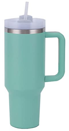 Moollyfox 40oz (1180 ML) Mug Isotherme Gobelet de Voyage 304 Acier Inoxydable Thermos Café Tasse avec Poignée & Paille sans BPA Double Isolée Chaud et Froid Vert