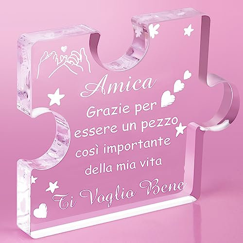 PulangRen Regalo Amica, Regalo Amica Compleanno, Puzzle A Blocchi in Acrilico Inciso, Regali Amica, Regalo Migliore Amica Compleanno, Regalo per Amica, Regalo Amica Speciale, Regalo Amica Natale
