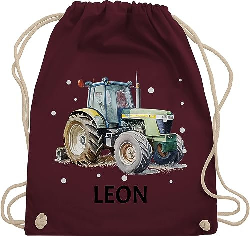 Turnbeutel Rucksack - Trecker Name I Trecker Fan I Traktor Geschenk personalisiert I Geschenk Landwirt - Unisize - Bordeauxrot - sporttasche kindergarten jungen stoffbeutel wechselkleidung traktoren
