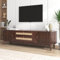 Merax Soporte de TV con 2 cajones y 2 puertas correderas de madera maciza, mueble de TV con ratán, aparador de estilo rústico, mueble de televisión para salón comedor, 170 cm, marrón