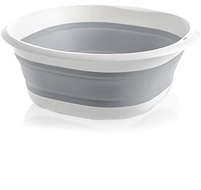 Collapsible Tub 32cm Foldable Round Washing Up Bowl Portable Hand Washing Basin Multi-Functional Outdoor Travel Plastic Washtub, Gray