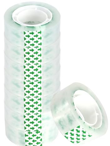 Webeasy 8 Rolls Small Clear Tape, 18mm X 25m Sticky Packaging Tape for Schools, Home Offices, Parcels - Heavy Duty