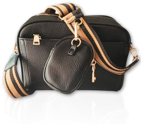 Lola Sale Bolso Mujer, Bolso Bandolera Mujer con correa ajustable. Incluye tarjeta de bloqueo RFID (Negro.City, Mediano)