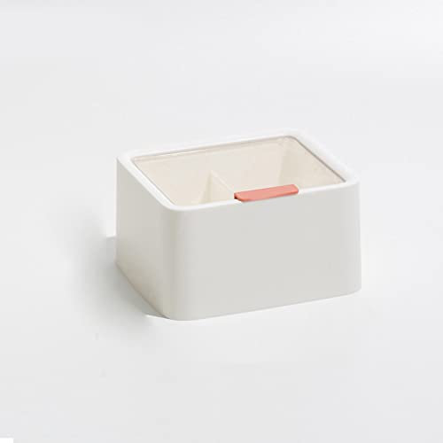 Mwrode Cosmetics Storage Box Double Layer Lipstick Transparent Storage Box with Lid Large Capacity Grid Design Display Cases for Home Office(White)