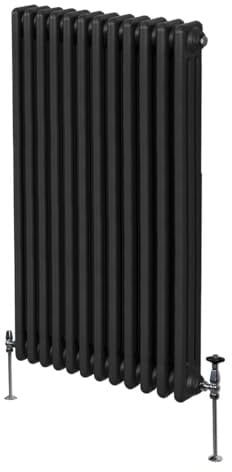 Radiateur Traditionnel à Triple Colonne 1500 x 562 mm, Chauffage Moderne Vertical en Acier au Carbone Noir Mat, Cuisine Salon Salle de Bain [Brosse, Attaches Murales & Supports INCLUS]