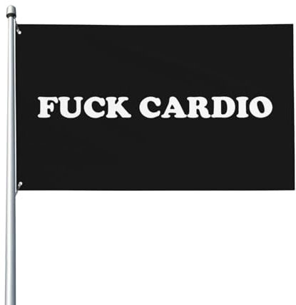 Fuck Cardio Hausflagge, 90 x 150 cm, lebendiges einseitiges Außenbanner zur Dekoration im Garten, verblasst nicht.