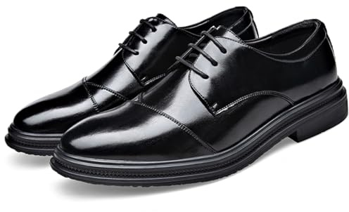 DADAWEN Chaussures de Ville Homme Cuir Verni Noir Derby pour Mariage cérémonie Travail Bureau