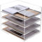 SANRUI Stackable Paper Tray Organiser, A4 Letter Trays for File Folders, Magazines, Documents,Mails, 4 Tier Paper Organizer, Acrylic Desk Organiser for Office, School, Home - Clear