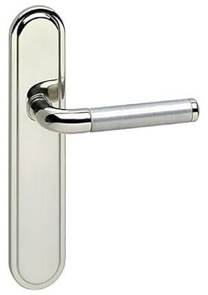 URBNLIVING Vienna Metal Lever Latch Door Handle Set Round Rose, Internal & External Use, Durable and Stylish Modern Design Easy Installation Secure for Home or Office (Polished Nickel Plain)