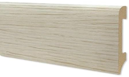 LED MALL HOME Battiscopa in duropolimero Effetto Legno Rovere Sbiancato - Zoccolo da Cucina 2000x75x14 mm - Battiscopa Resistente agli Urti