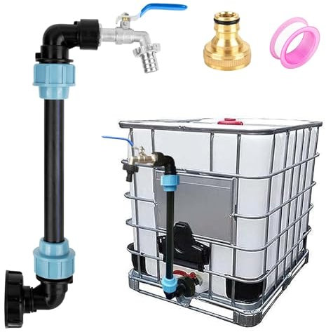 XCRPRT Ibc - Adattatore con rubinetto in ottone a collo di cigno, S60 x 6, 3/4 pollici, per serbatoio dell'acqua piovana da 1000 l, accessorio per serbatoio dell'acqua piovana, serbatoio ibc