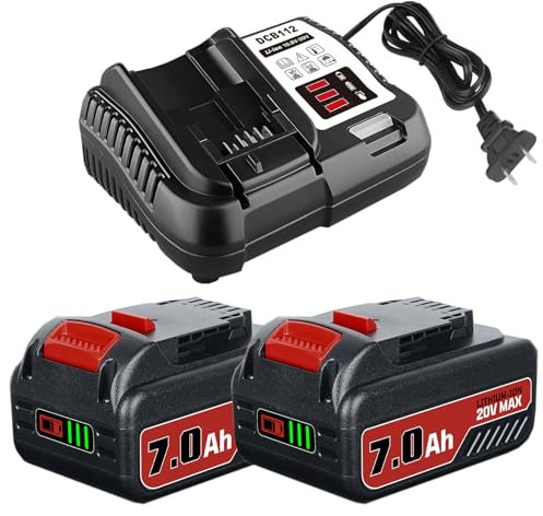 DCB200 5.0Ah Replacement for Dewalt 20V Max Battery Lithium and DCB112 Charger Compatible with Dewalt Battery DCB200 DCB204 DCB206 DCB201 DCB203 DCB181 DCB180 20V DCD/DCF/DCG/DCS Series