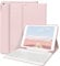 ZKTUYU Keyboard Case for iPad 9th/8th/7th Generation 10.2 inch 2021/2020/2019 with Pencil Holder, Stand Folio Detachable Wireless Bluetooth Keyboard Cover, Soft TPU Back Smart Case, Pink