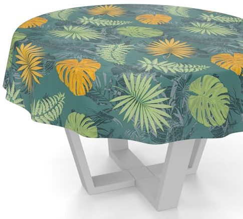 ANRO Wachstuchtischdecke Wachstuch Tischdecke abwaschbar Wachstischdecke Gartentischdecke Rund Oval Eckig Rund 140cm Schnittkante Dschungel