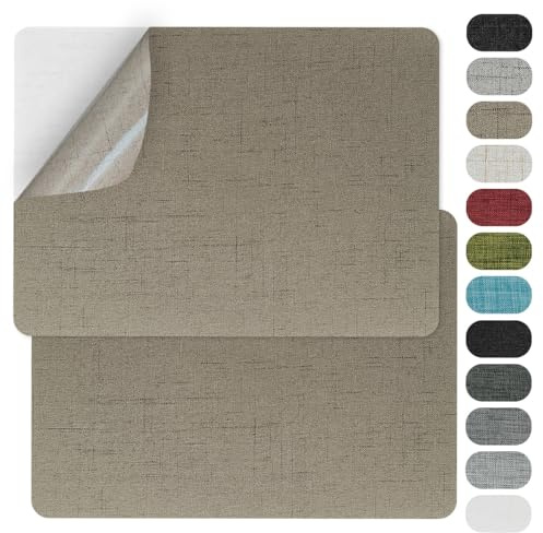 GYGYL 2 Pcs 20.3cm X 28cm (8 X 11in) Fabric Repair Patches, Linen Repair Patches, Self-Adhesive Fabric Patch for Sofas, Couch, Furniture,Tote Bags, Car Seats-2.0 Khaki