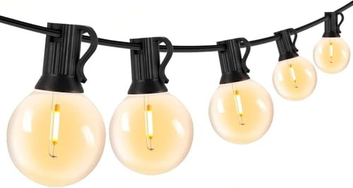 LED Lichterkette Außen Strom - G40 60M 78+2 Glühbirnen Wetterfest Balkon Lichterketten Aussen IP44 Wasserdicht Outdoor Lichterkette Strombetrieben für Innen Außen Garten Terrasse (60M 78+2)