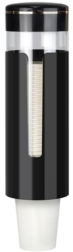 IWTTWY Cup Dispenser, Wall Mount Space-Saving Paper Cup Storage Holder, Clear Pull Type Water Cooler Cup Holder, Disposable Storage Rack Paper Cup Dispenser for Offices, Homes, Kitchen (Black)