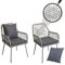 Mendler Set de 2 chaises de Jardin HWC-O12, Coussin d'assise/de Dossier Outdoor Aluminium Corde tressée - Gris, Housse Gris foncé