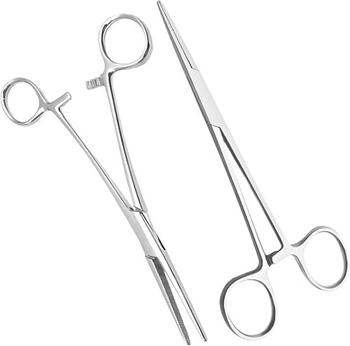 2 Pezzi 14CM Pinze per Piercing, Pinzette Professionali Acciaio Inossidabile per la Pesca, Pinze per Animali Domestici, Pinza per Gioielli, Pesca, Pulizia dell'Orecchio di Animali Domestici