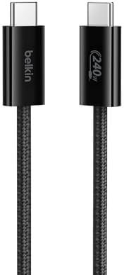 Belkin Braided USB-C to USB-C Cable (1M, 240W) - Soft, Flexible Fast-Charging Cable, Type C Charger Cord for iPhone 16 & 15 Series, Galaxy S25, Pixel 9, iPad Pro, & More - Black (USB 2.0)