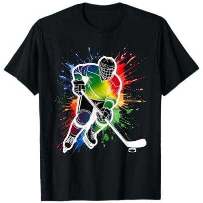 Colorful Ice Hockey Fan Player Tie Dye Color Splash Sports T-Shirt