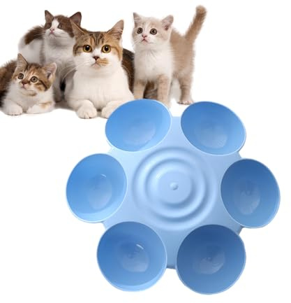 Cuenco para mascotas con forma de flor – Plato elevado antideslizante rosa para gatos | Plato de comida para gatos en forma de flor libre de estrés en el cuello y la columna vertebral, cuencos de