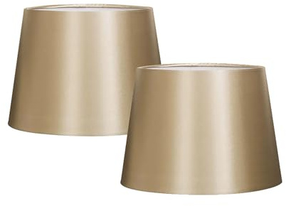 VOLTICO 2 Pack Satin Table Lamp Shade for E14 lamp Classic Decorative Lampshade with Adjustable Fitting for Living Room & Bedroom (2, Gold)
