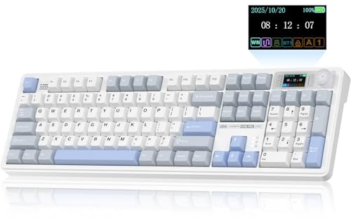 LINGBAO K108 Pro Wireless Mechanical Creamy Keyboard with Number Pad & Knob | Full Size Mechanical Keyboard with 10000mAh Battery, PBT Keycaps, Gasket Mount, RGB Backlit Hot-swap Custom Keyboard for PC