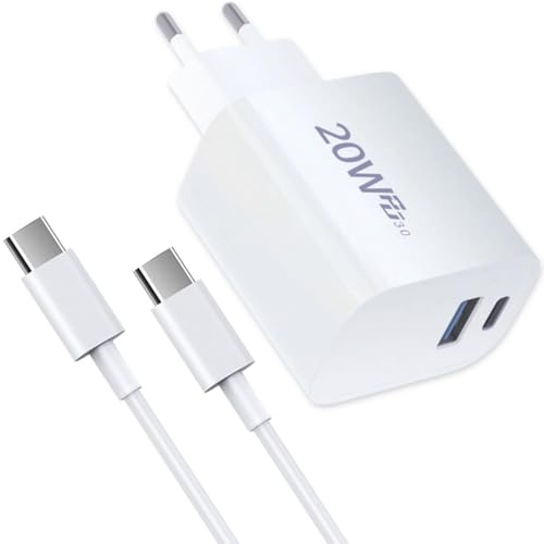 20W USB C Ladegerät, Schnellladegerät mit Ladekabel 2M Dual-Port (A+C)