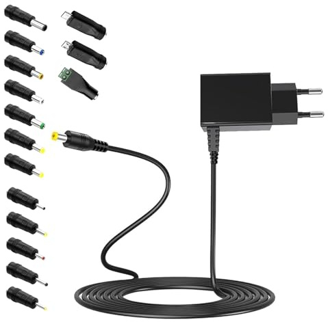 Leloco 6V 1A Netzteil Power Adapter, Steckernetzteil AC 100-240V zu DC 6V 1000mA, 15 DC Stecker für LED Strip, CCTV Kamera, Router, Externe Festplatte (Compatible with 12V Accessories)