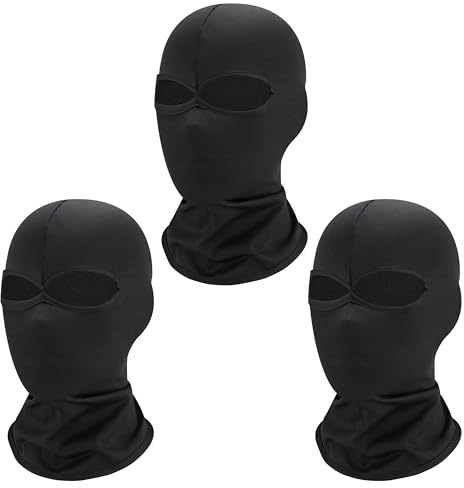 CATMEYE 3 Stück 2-Loch Balaclava Sturmhaube Skimaske – Leicht & Atmungsaktiv, Elastisch für Unter-Helm, Motorrad Fahrrad Ski Snowboard Laufen Outdoor (DE/NL/SE/PL, Alter, M, Schwarz)