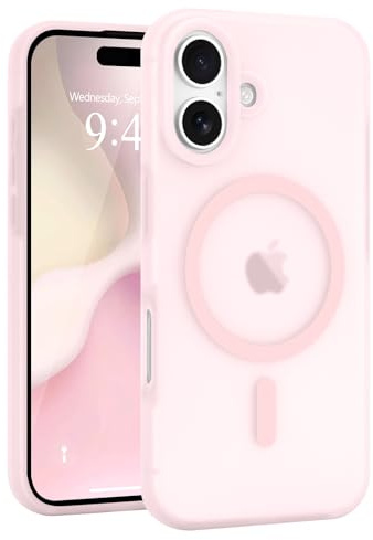Micoden for iPhone 16 Case Silicone Clear Compatible with Magsafe | Soft Skin-feel Translucent Matte,Raised Camera Shockproof Protective,Cute Slim Magnetic Cover for Men Women-Pink