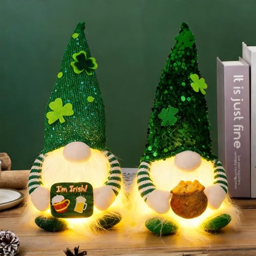 2 Stück Kleeblatt Zwerg Plüsch Puppe,Ostern Deko Wichtel,OsternWichtel Puppen,Osterwichtel,Frühling Irischer Wichtel Deko für Ostern und Frühling Urlaub Dekoration