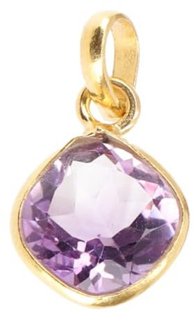 Vergoldeter Anhänger aus Silber mit geschliffenem Halbedelstein, Amethyst