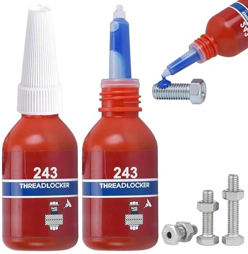 2Pcs Thread Lock Glue, 10ml High Strength Anaerobic Adhesive for Screws & Fasteners, Blue Threadlocker Sealant for Metal