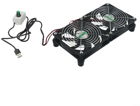 Momfin Ventola di raffreddamento USB da 5 V con controllo continuo della velocità, dissipatore di calore esterno silenzioso da 3000 giri/min, per router e console di gioco, design in plastica nera per