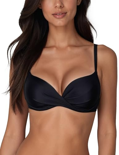 Vivisence 3209 Reggiseno Bikini Liscio Monocolorato Uniforme Coppe Imbottite - Fabbricato in UE, Nero,1D