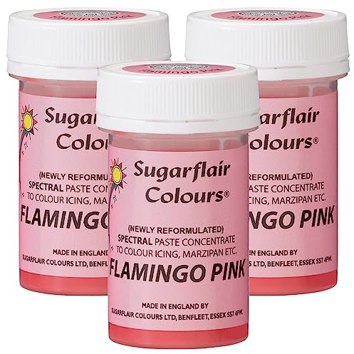 Sugarflair Spectral Flamingo Pink Food Colouring Paste, Highly Concentrated for Use with Sugar Pastes, Buttercream, Royal Icing or Cake Mix, Vibrant Colour Dye - 25g (Pack of 3)