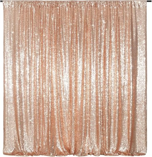 3E Home Rose Gold Sequin Backdrop,183x213cm(6Ftx7Ft) Glitter Photo Booth Background for Birthday Wedding Baby Shower Party Decoration