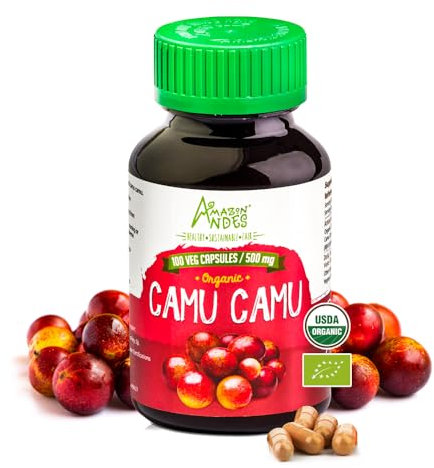 Camu Camu Capsules l Powerful Vitamin C Source l Immune System Booster l Organic and Fairtrade Certified l 100 Vegan Pills l 1500mg per Serving l Non GMO and Gluten Free l Amazon Andes