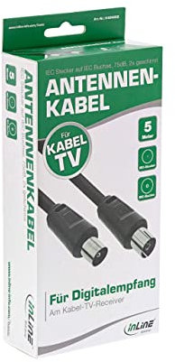 InLine® - Cavo per antenna, 2 schermature, >75dB, nero, 5 m