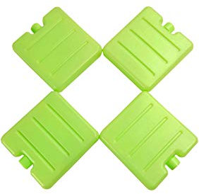 E&A Distribution Limited Ice Packs (Set of 4) Reusable Cool Packs for Lunch Boxes, Cooler, Freezer, Long Lasting, Slim, Stackable, Square Design (Green)