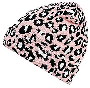 INLLADDY Mütze Damen Baumwolle Mützen Herren Winter Beanie Leopardenmuster Strickmütze Dünn One-Size Hip-Hop Wintermütze Rosa Einheitsgröße