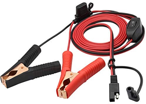 AAOTOKK Crocodile Clip Cable 16 AWG Wire Harness SAE to Battery Alligator Crocodile Clip12V DC Extension Cord with Switch and Fuse Box Quick Connect/Disconnect Snap Action Cable(2.4m/7.8ft -Fuse Box)