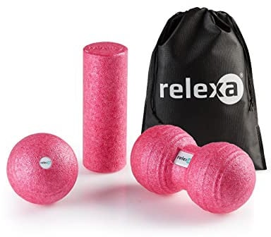 Relexa Faszienset MINI - 4-Teiliges Set Zur Massage Bei Rückenschmerzen & Als Fitness-Training Zubehör - Angenehmes Material & Recyclebar - Pink